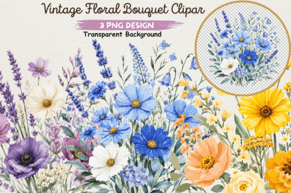 Download Vintage Floral Bouquet Clipart PNG,Flora - Floral bouquet clipart Collection