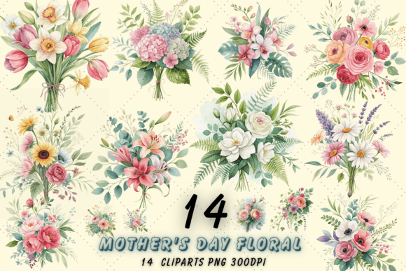 Download Watercolor Floral Bouquet Clipart Bundle - Floral bouquet clipart Collection