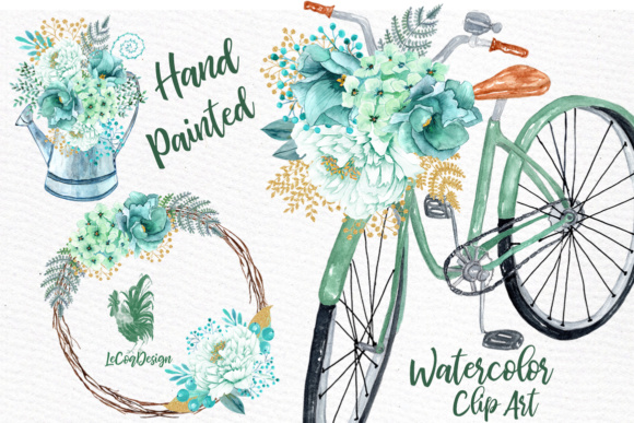Download Mint Watercolor Flowers WATERCOLOR CLIPART  Spring Flowers Wedding Clipart Floral Clipart Floral Wreaths - Wreath Collection