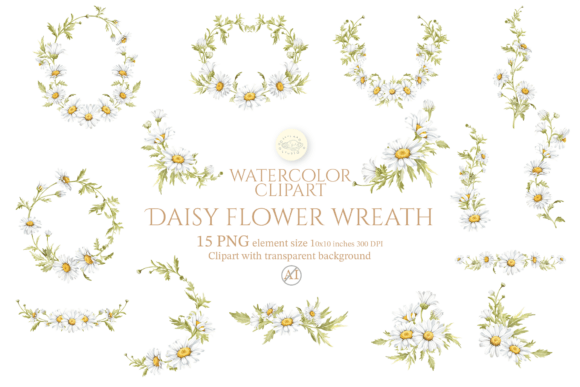 Download Daisy Wreath Clipart Set - Wreath Collection