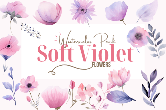 Download Violet Flowers Watercolor Clipart - Violet flowers Collection