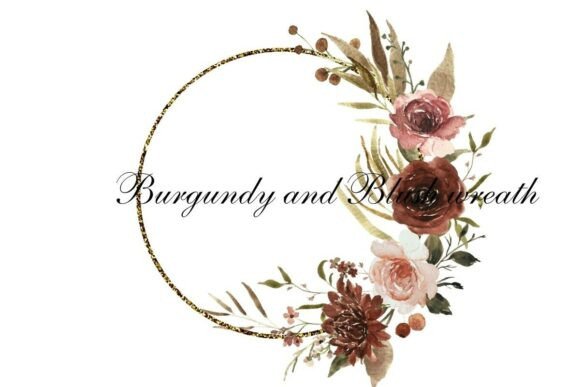 Download Watercolor Burgundy Blush Floral Wreath - Wreath Collection