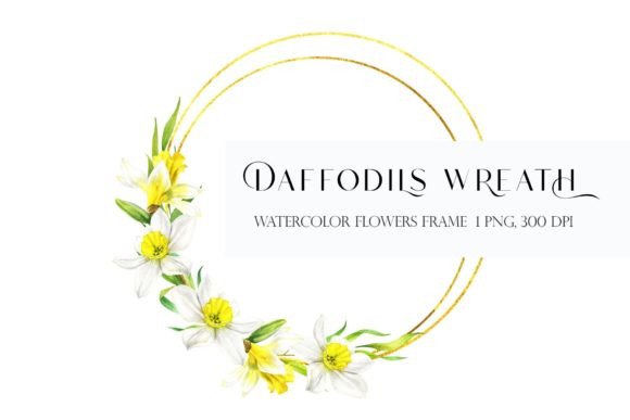Download Daffodils Wreath Watercolor Flower Png - Wreath Collection
