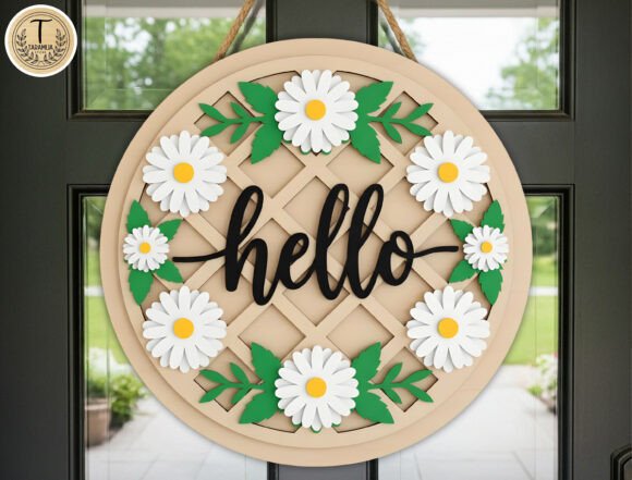 Download Hello Daisy Wreath Door Hanger SVG - Wreath Collection