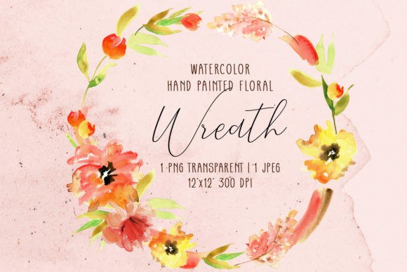 Download Watercolor Wreath with Orange Flowers - Wreath Collection