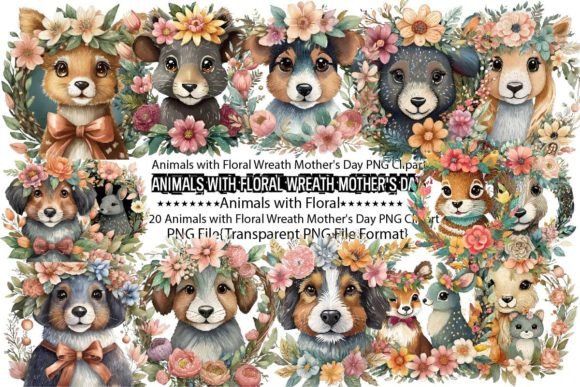 Download Animals with Floral Wreath Mother's Day - Wreath Collection