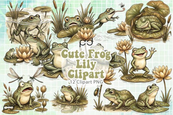 Download Cute Frog Lily Clipart Graphics - Lily Collection
