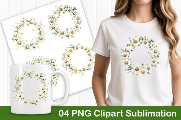 Download Botanical Daisy Wreath PNG Art - Wreath Collection