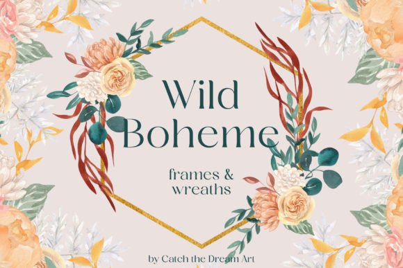 Download Wild Boho Floral Frames and Wreaths PNG - Wreath Collection