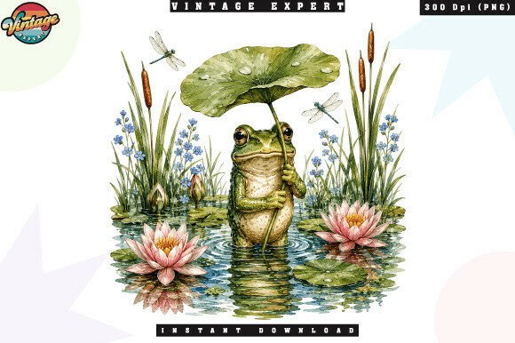 Download Cute Frog with Lily Pad Umbrella PNG - Lily Collection
