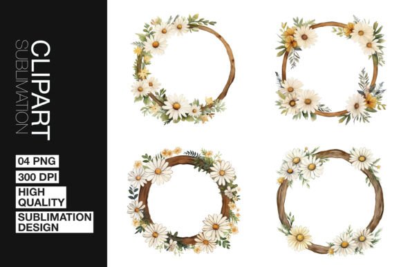 Download Daisy Wreath Art Clipart PNG - Wreath Collection