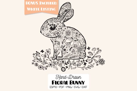 Download Floral Bunny with Wreath | Hand Drawn - Wreath Collection