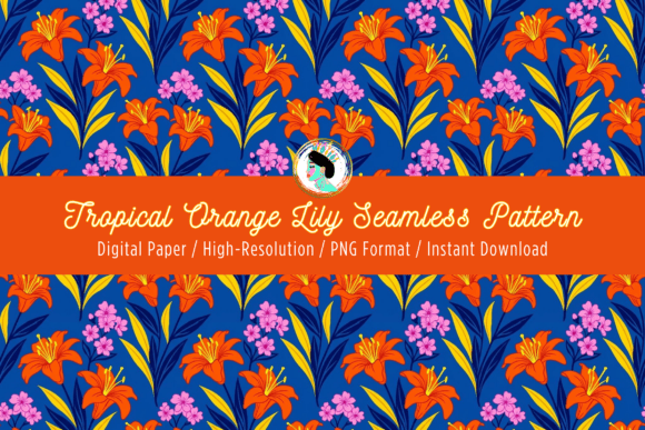 Download Lily Tropical Floral Seamless Pattern - Lily Collection
