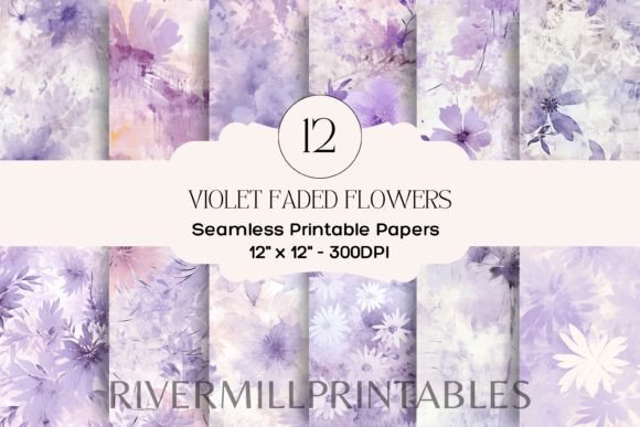 Download Faded Violet Flowers Digital Paper Pack - Violet flowers Collection