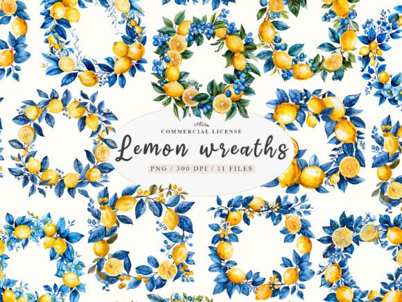 Download Lemon Branch Print, Lemon Wreath - Wreath Collection