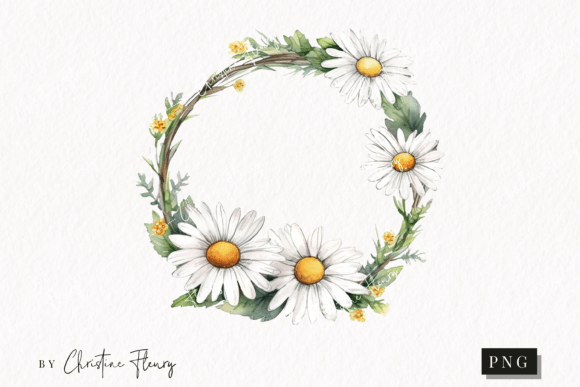 Download Watercolor Daisy Wreath Clipart - Wreath Collection