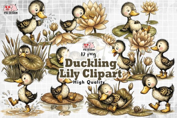 Download Cute Duckling Lily Clipart PNG - Lily Collection