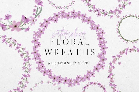 Download Purple Watercolour Flower Wreath Clipart - Wreath Collection