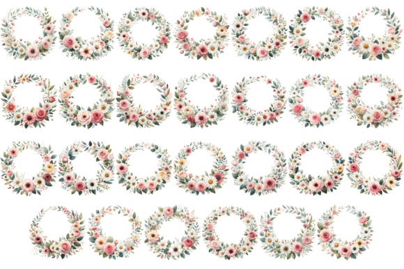Download 27 Watercolor Floral Wreath Bundle - Wreath Collection