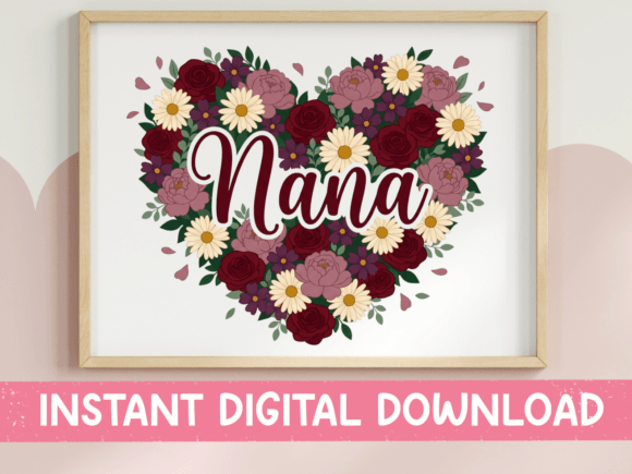 Download Nana Floral Heart Wreath SVG PNG - Wreath Collection